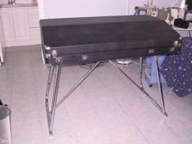 Keyboard on stand with cover.JPG